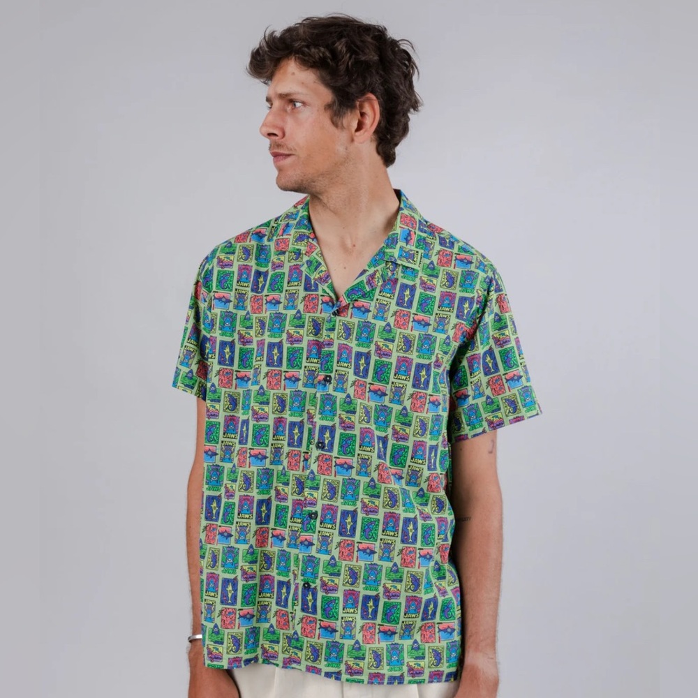 Limited Edition Brava Fabrics Jaws Graphic Hawaiian Button Down